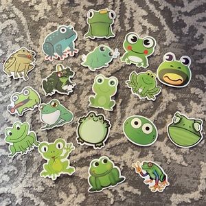 Pack of 18 frog stickers ! Very cute, good quality